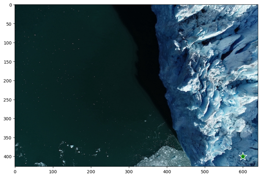 Selected point on the glacier region