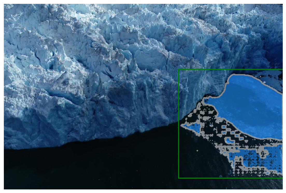 Segmentation of the glacial discharge region using a bounding box as a prompt